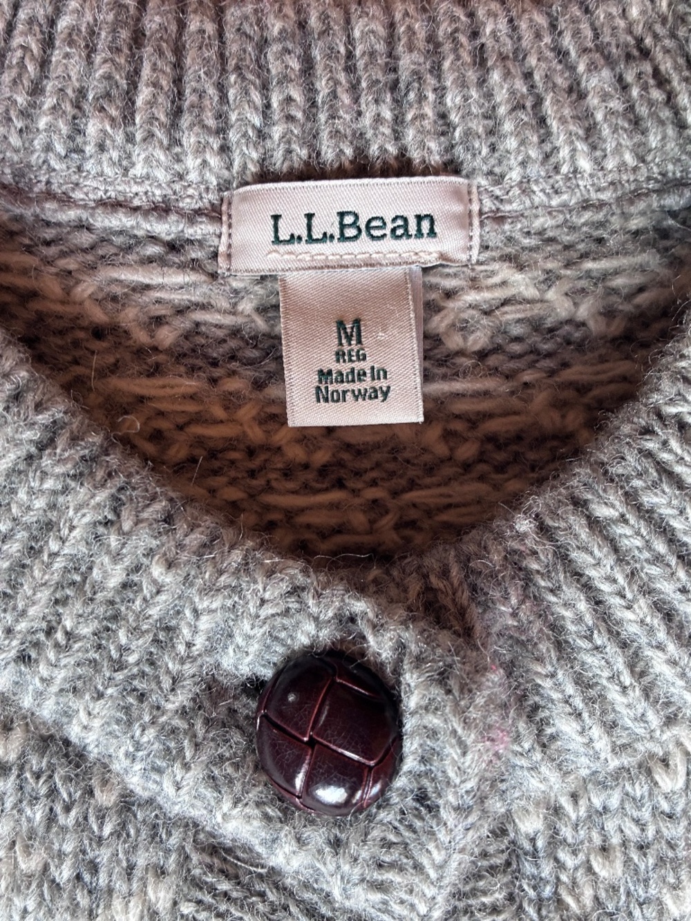 LL Bean Vintage Nordic Birdseye cardigan M - Picture 4 of 4
